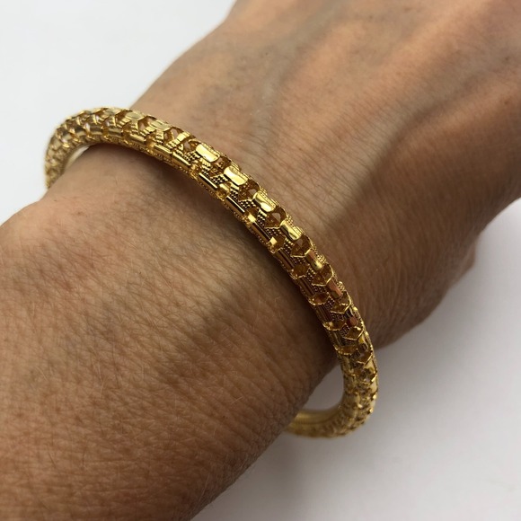 Camrose & Kross Jewelry - JBK Jacqueline Kennedy Gold Tone Open Work Textured Hollow Bangle Bracelet